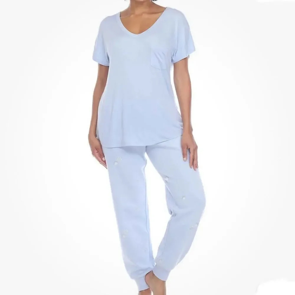 Honeydew Women’s Lounge 2-Piece Blue puppy paw prints  PJs Size XXL